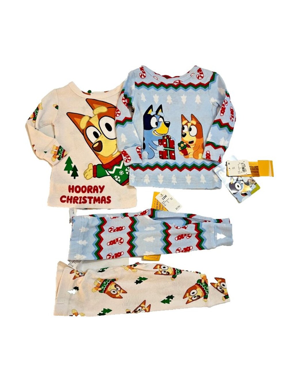 Bluey Bingo Hooray Christmas 2 Pair Pajama Set Sz 12M Toddler NWT